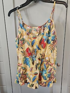 Source Unknown Yellow Floral Print With Bling Spaghetti Strap Camisole Ptp 19